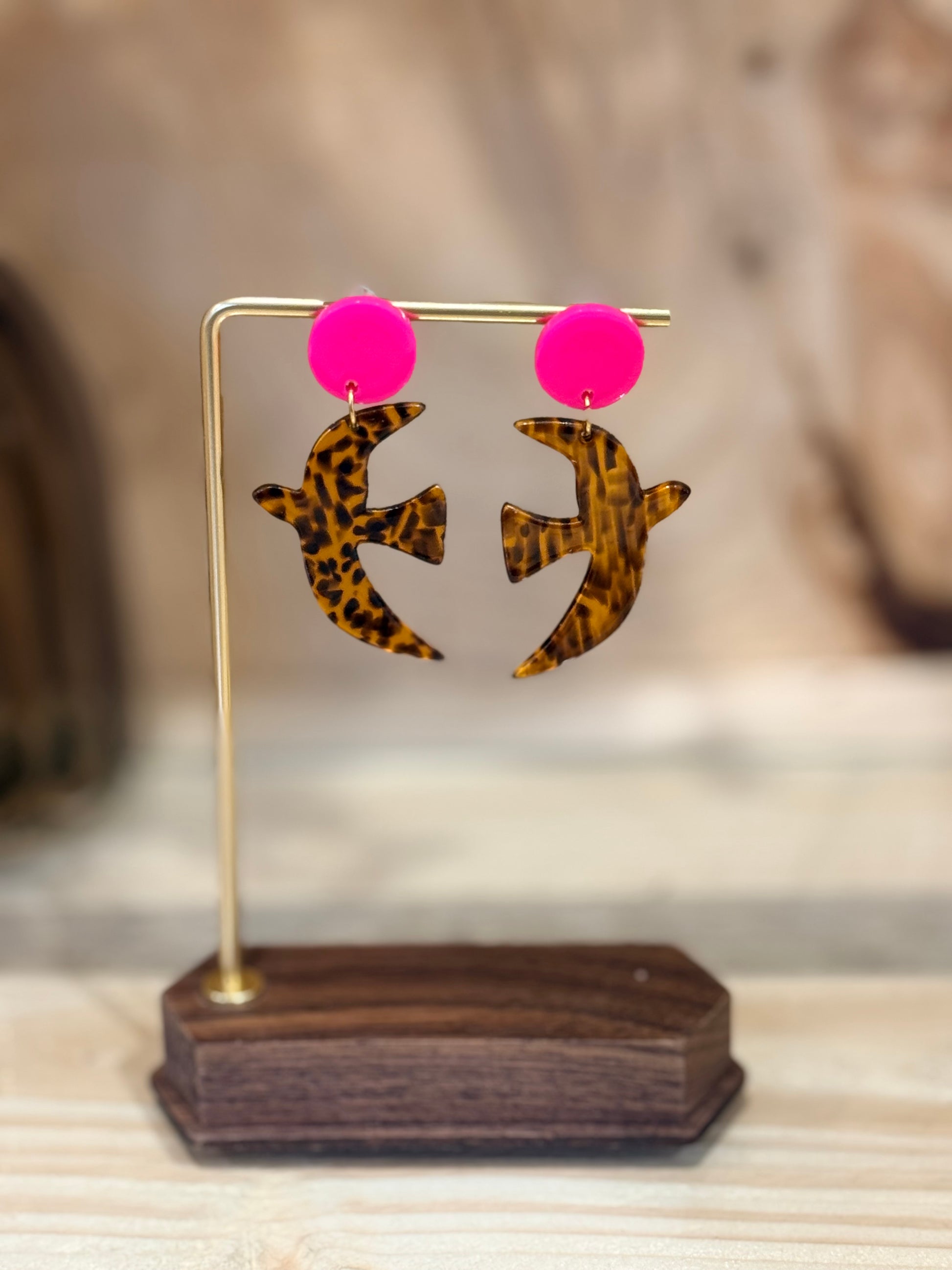 Boucles d’oreilles hirondelle Birdy en résine Terrazzo, légères et colorées