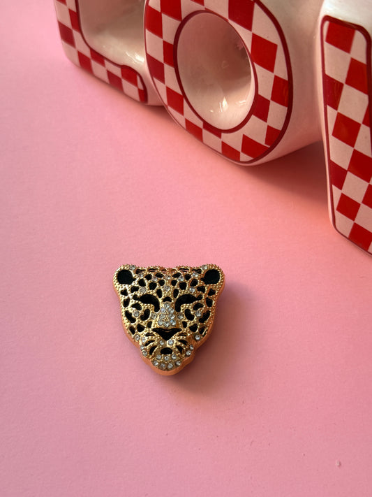 Cache-bouton Léo Doré tête de léopard dorée ajourée strass - Accessoires Vitaminés YourLittleWords