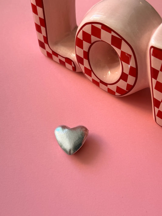 Cache-bouton Mirror Heart cœur lisse effet miroir argenté - Accessoires Vitaminés YourLittleWords