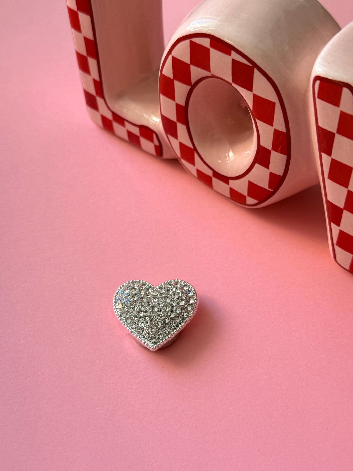 Cache-bouton Glitter Heart cœur pavé strass argenté - Accessoires Vitaminés YourLittleWords