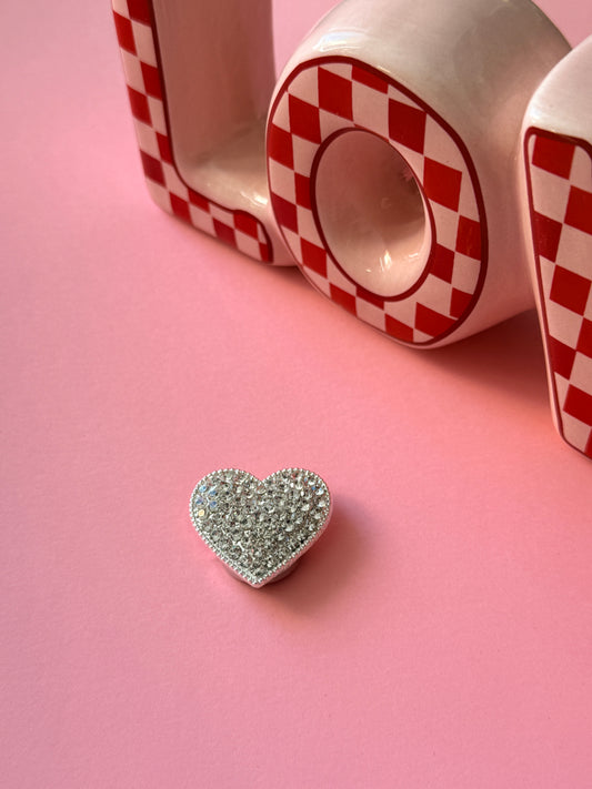 Cache-bouton Glitter Heart cœur pavé strass argenté - Accessoires Vitaminés YourLittleWords