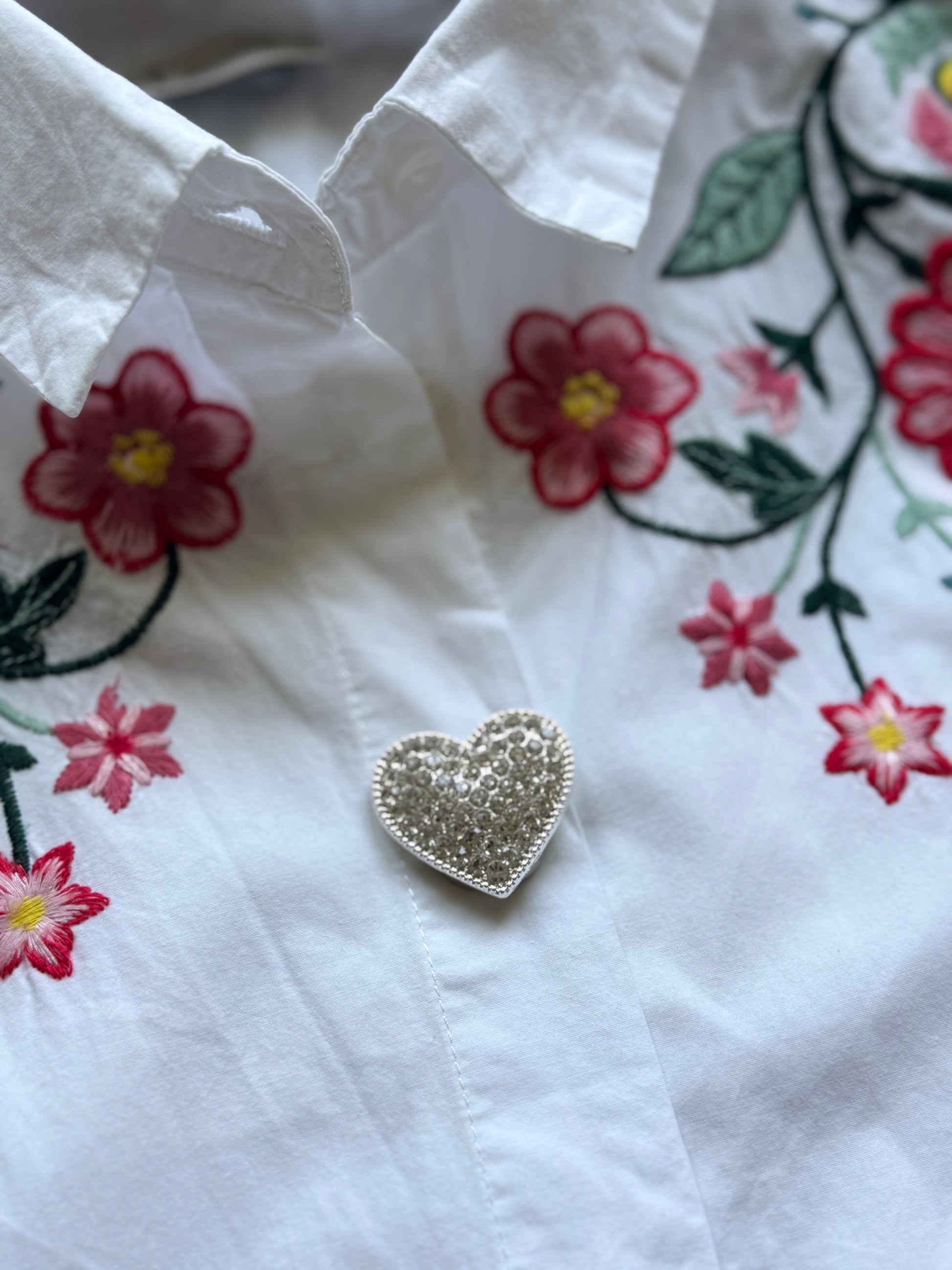 Cache-bouton Glitter Heart cœur pavé strass argenté - Accessoires Vitaminés YourLittleWords